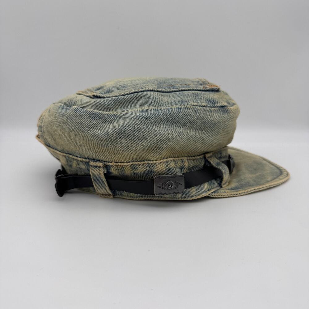 Free People Cadet Hat Womens Washed Denim Boho Western Leather Band Y2K 90s NEW - Picture 4 of 8